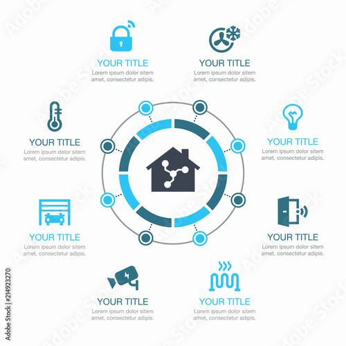 Simple vector infographic for smart home automation with icons and place for your content, isolated on light background.