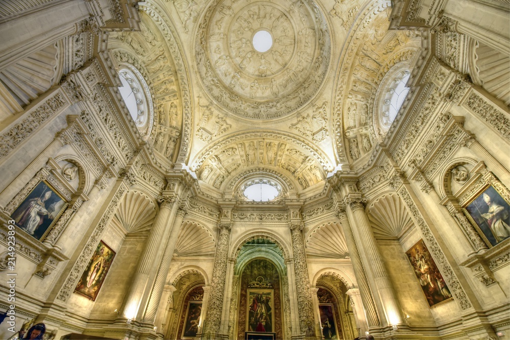 View of the domed ceiling of the Sacristia Mayor (Main Sacristy) of the Cathedral Seville in Spain