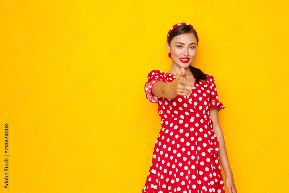 portrait of a beautiful woman pinup retro style pointing portrait of a beautiful woman pinup retro style pointing