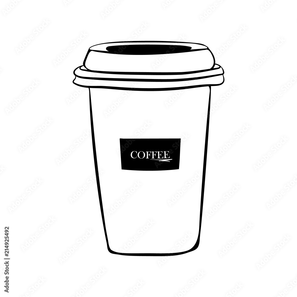 Hand drawn Coffee cup vector illustration isolated on background. Plastic coffee cup with hot coffee in doodle fashion vogue style. Hand drawn Coffee cup vector illustration isolated on background. Plastic coffee cup with hot coffee in doodle fashion vogue style.