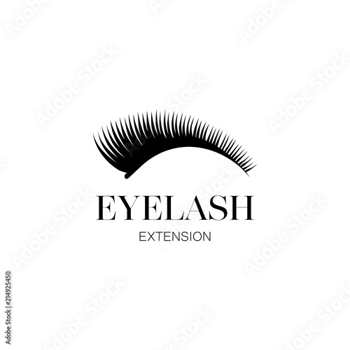 Eyelash extension logo template. Makeup with beauty black eyelashes. Vector illustration in a modern style