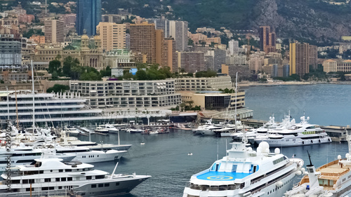 Amazing view on luxury yachts and hotels in Monaco city, resort town, tourism © motortion