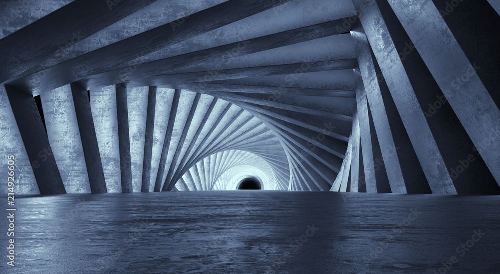 Naklejka premium Light at the end of tunnel. 3d illustration