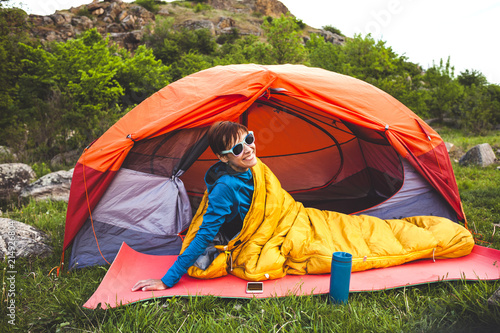 Wallpaper Mural Camping in the mountains. Torontodigital.ca