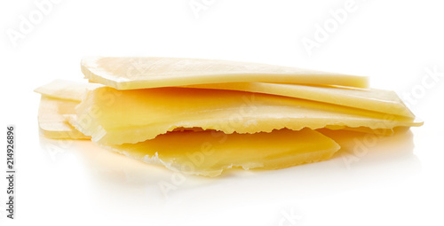 Cheese slice isolated on white