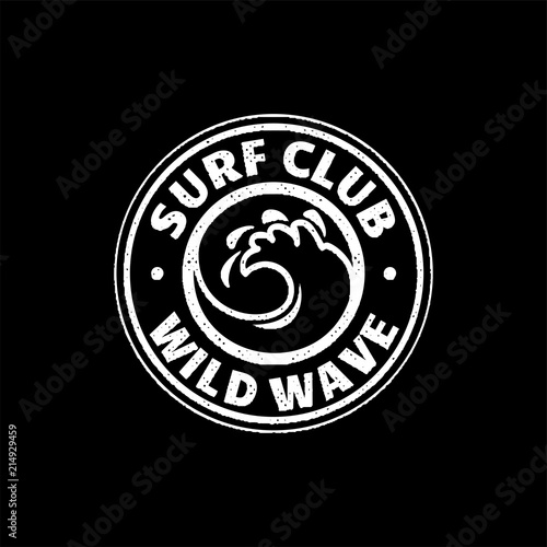A set of surfing for printing. Wild wave logo, surf point sticker, elements of boards for school surfing.