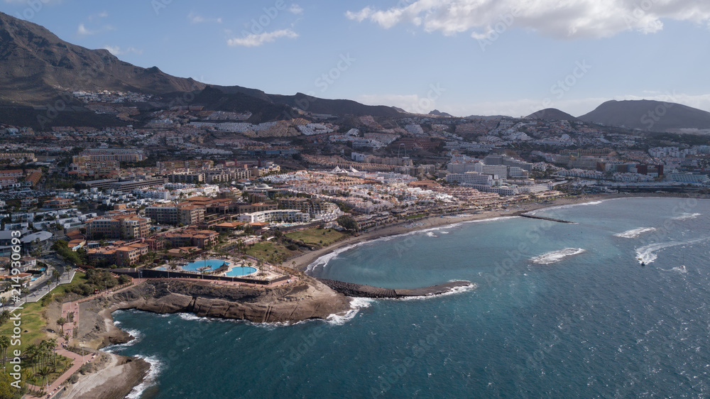 Aerial view of Tenerife island Canary Spain Atlantic ocean drone top view