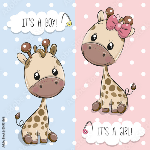 Greeting card with Cute Giraffes