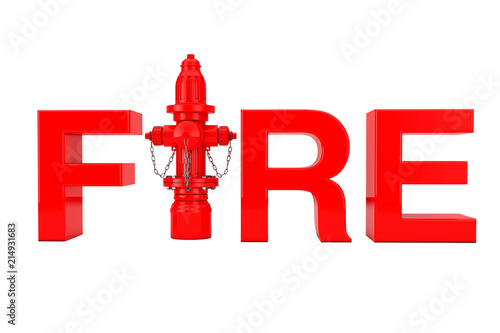 Red Fire Hydrant as Fire Sign. 3d Rendering