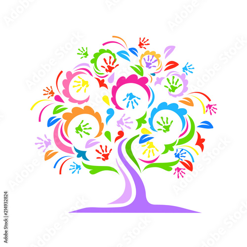 Colorful background with a beautiful tree