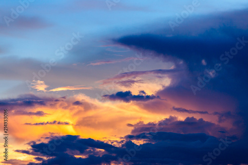 colorful dramatic sky with cloud at sunset. © freedom_naruk