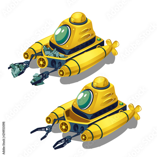 Underwater grinder stones isolated on white background. Vector cartoon close-up illustration.