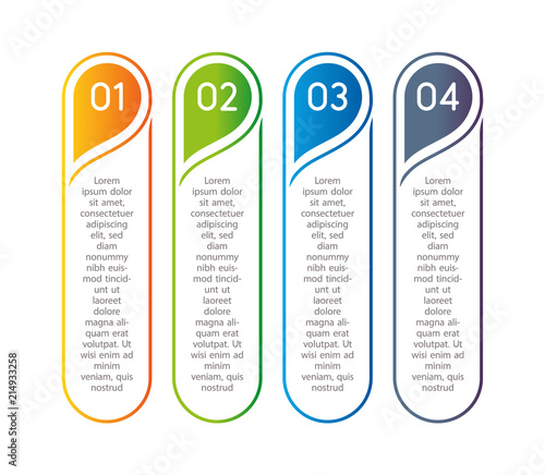 Vertical steps, infographic elements. Outline colorful menu for app interface. Number options. Web design of buttons elements. Infographics 1. 2. 3. Vector step icons.