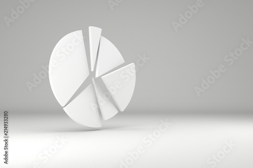 Circle diagram. Pie chart with copy space. 3d render.