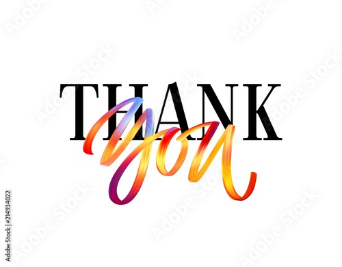 Hand drawn color brush lettering quote Thank You. Vector illustration