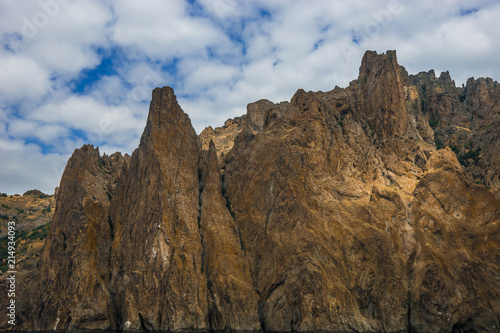 Seascape near Koktebel with mountain Karadag in Crimea photo