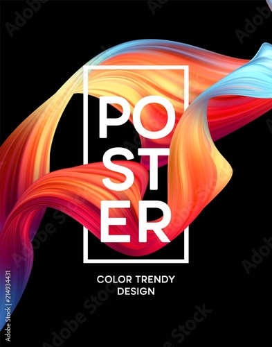 Modern colorful flow poster. Wave Liquid shape in blue color background. Art design for your project. Vector illustration