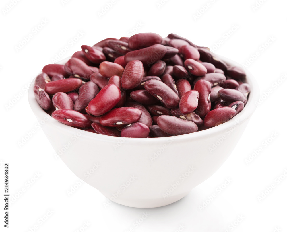 Red kidney beans in bowl on white background Red kidney beans in bowl on white background