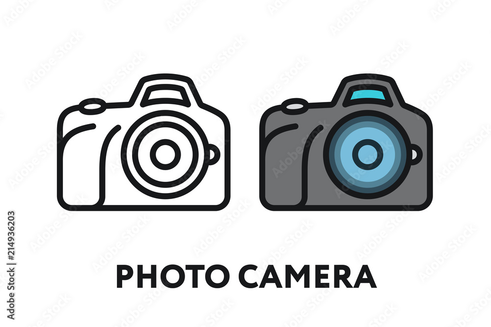 Photo Film Camera. Photography Equipment Concept. Minimal Color Flat Line Outline Stroke Icon. Photo Film Camera. Photography Equipment Concept. Minimal Color Flat Line Outline Stroke Icon.