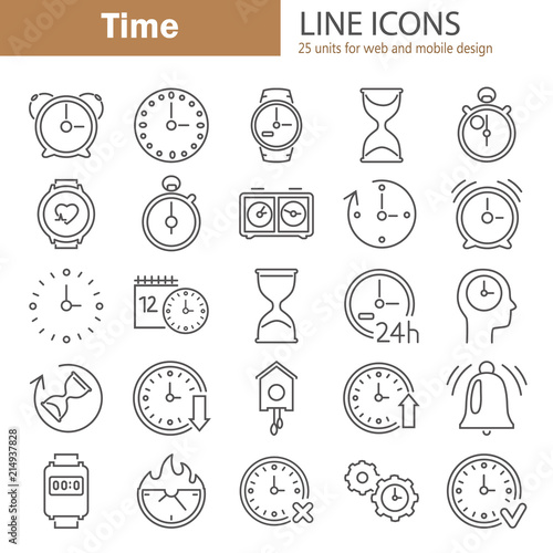 Time line icons set for web and mobile design