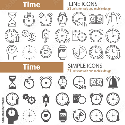 Time line and simple icons set for web and mobile design