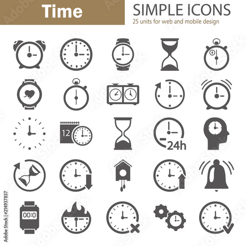 Time simple icons set for web and mobile design