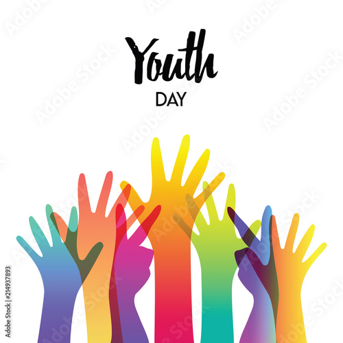 Youth day diverse teen hands greeting card