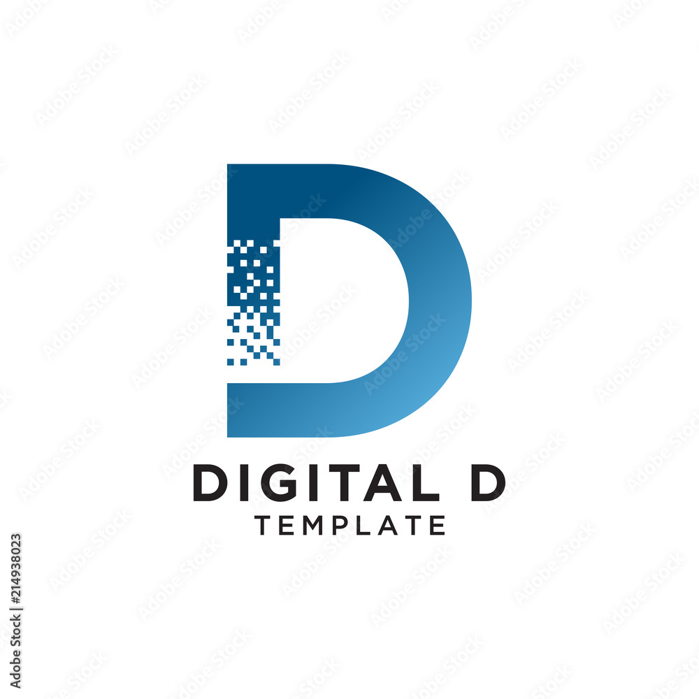 Letter d pixels logo initial design template Stock Vector | Adobe Stock