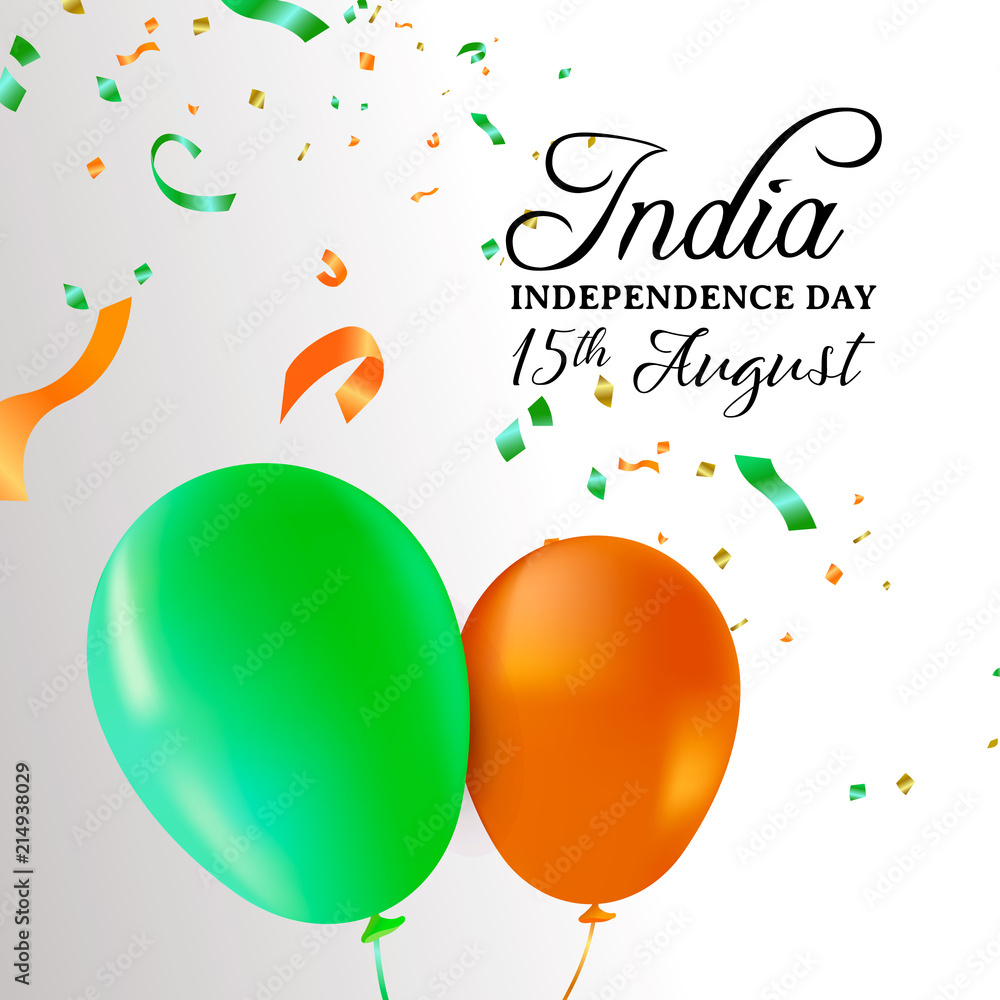 India Independence Day balloon celebration card