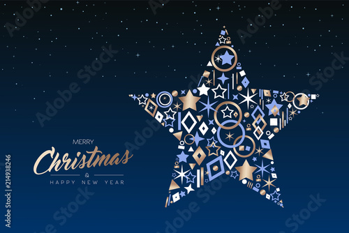 Christmas and New Year star made of copper icons