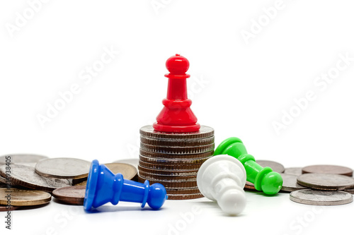 Red chess pawn on the top o...