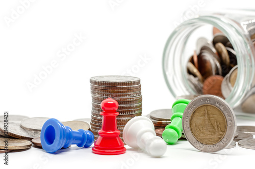 Money and coins with chess ...