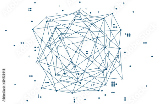 Abstract blockchain background. White Background. Horizontal format version.