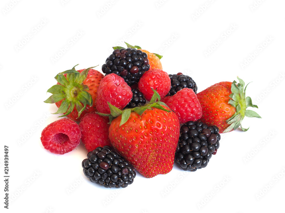 Fresh strawberry, raspberry and blackberry on wooden background, healthy food and diet. Fresh strawberry, raspberry and blackberry on wooden background, healthy food and diet.