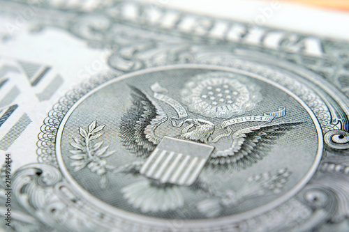 Fragment of the reverse side of one dollar bill