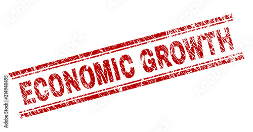 ECONOMIC GROWTH seal watermark with corroded texture. Red vector rubber print of ECONOMIC GROWTH text with dirty texture. Text title is placed between double parallel lines.