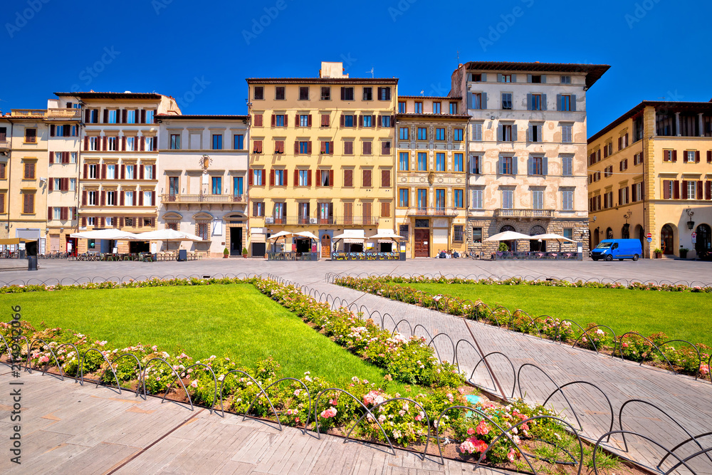 Colorful Piazza Santa Maria Novella square in Florence architecture view, Tuscany region of Italy