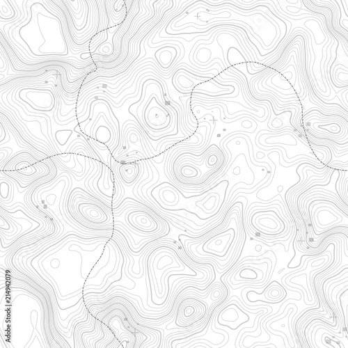 Seamless pattern. Topographic map background with space for copy Seamless texture. Line topography map contour background , geographic grid . Mountain hiking trail over terrain .