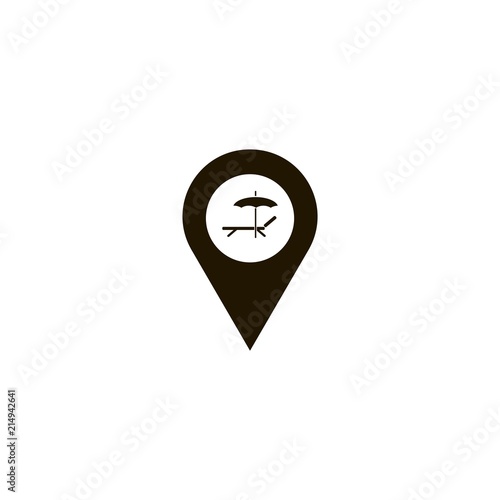 Beach chaise lounge with umbrella icon. flat design