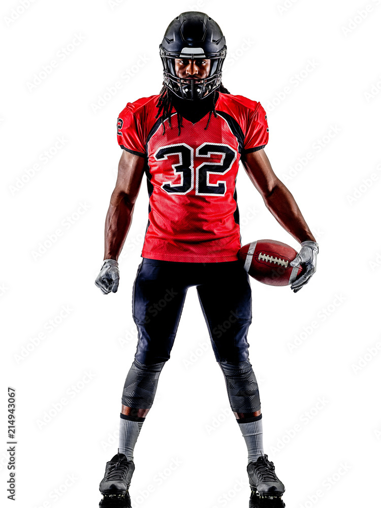 one american football player man isolated on white background