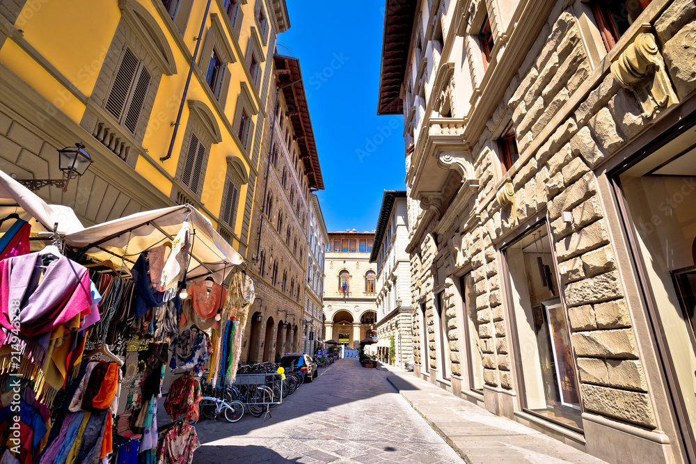 Colorful merchant street in Florence view