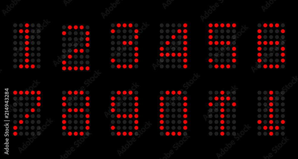 The numbers of lamps on a black background. The numbers of lamps on a black background.