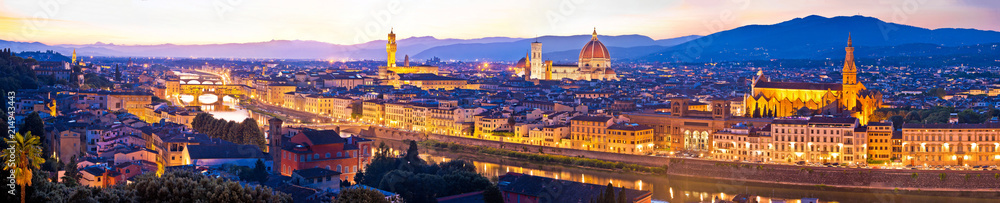 Florence cityscape panoramic evening view - obrazy, fototapety, plakaty 