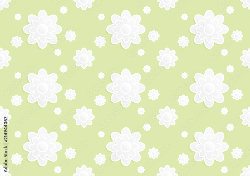 Paper Cut White Flower Pattern Seamless Background. illustration.