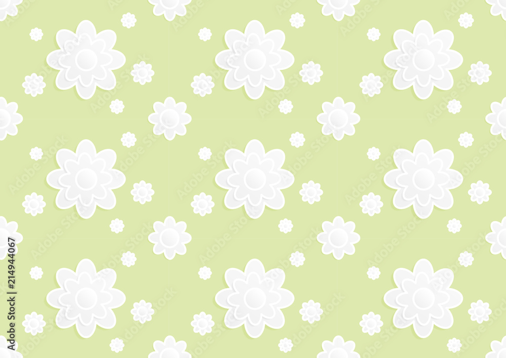Paper Cut White Flower Pattern Seamless Background. illustration. Paper Cut White Flower Pattern Seamless Background. illustration.