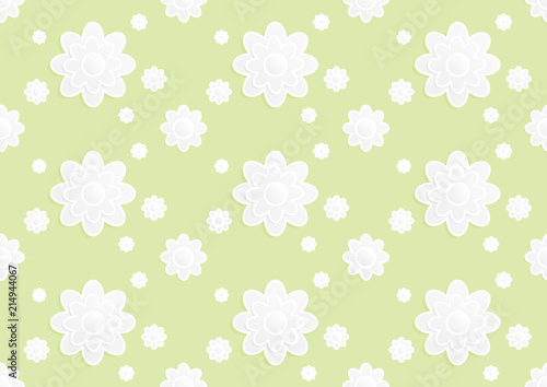 Paper Cut White Flower Pattern Seamless Background. illustration.