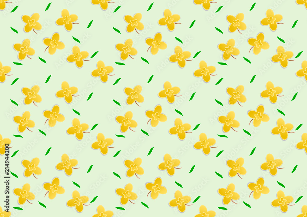 Paper Cut yellow Flowers on color Background. illustration.