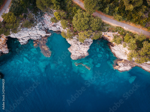 aerial view of the rocky shore of the Adriatic Sea