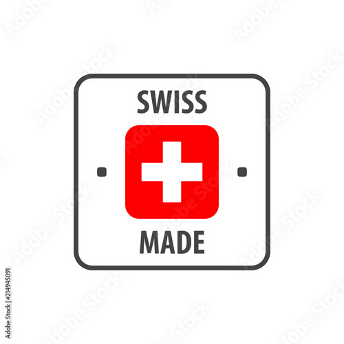 "Swiss made" label with Swiss flag