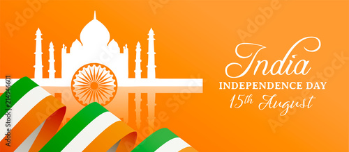 India Independence Day Taj Mahal flag web banner